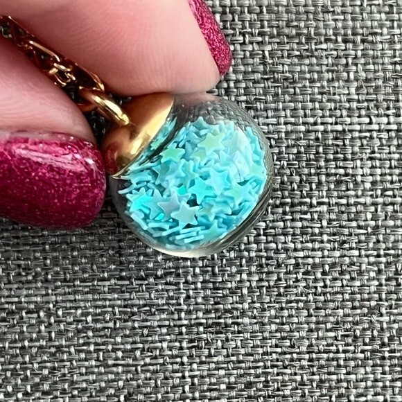 Light Blue Handmade Wishing Stars Necklace with Gold Tone Chain and Hardware NEW - Picture 3 of 3